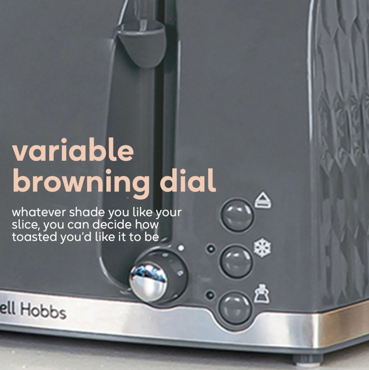 Russell Hobbs Honeycomb Kettle, 4 Slice Toaster & Manual Microwave Kitchen Set (Grey)