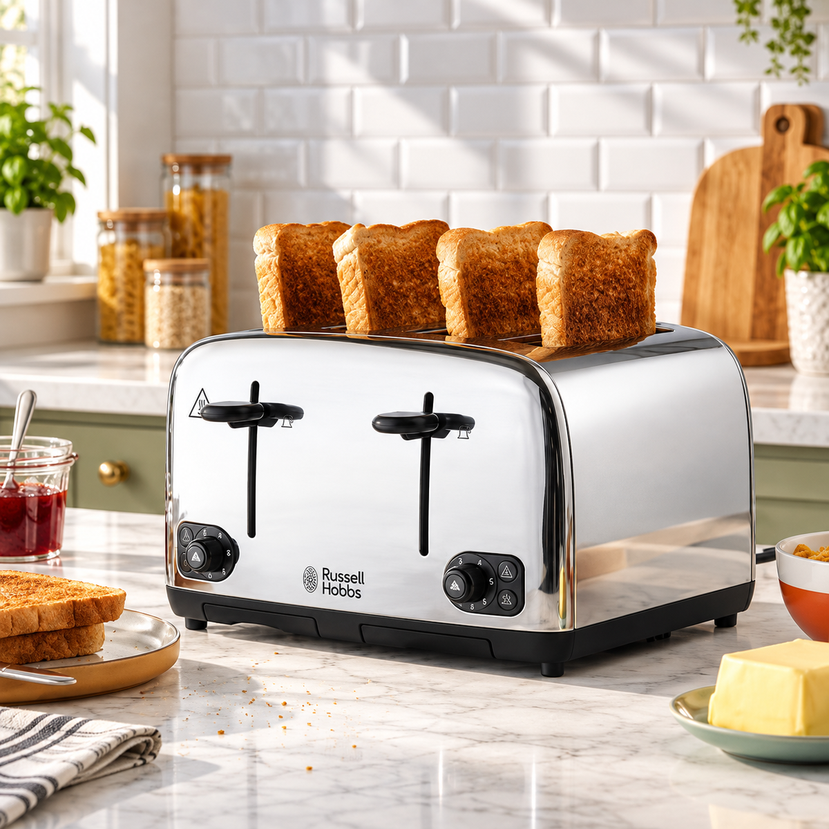 Russell Hobbs Russell Hobbs Futura 4 Slice Toaster 18790 Silver (Stainless Steel)