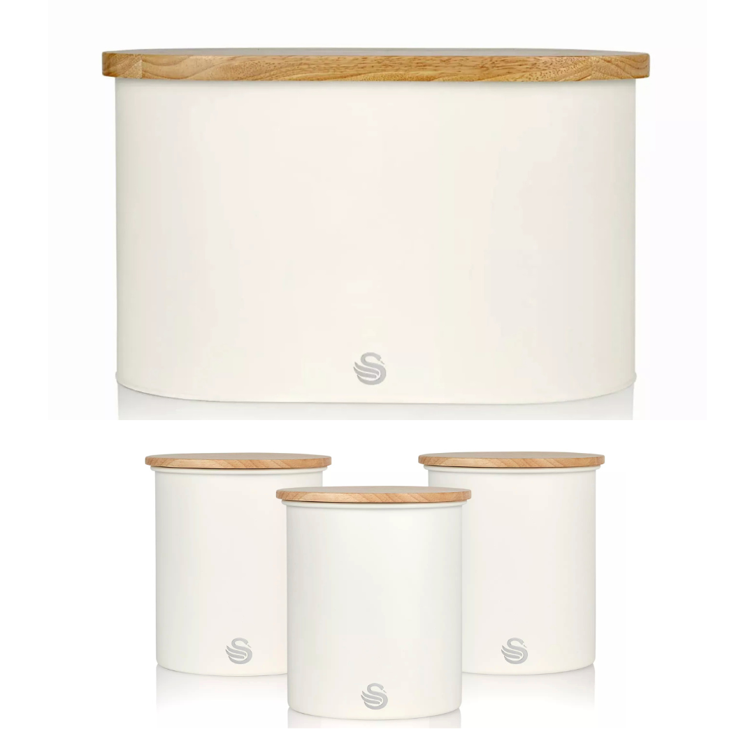 Swan Swan Nordic Bread Bin & Canisters Kitchen Storage Set (Cotton White)