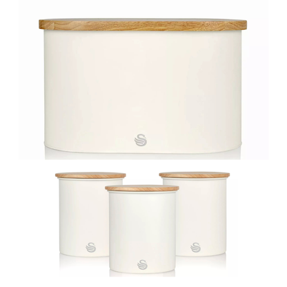 Swan Swan Nordic Bread Bin & Canisters Kitchen Storage Set (Cotton White)