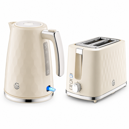 Swan Swan Hexton Kettle & 2 Slice Toaster Kitchen Set (Cream)