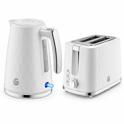 Swan Swan Hexton Kettle & 2 Slice Toaster Kitchen Set (White)