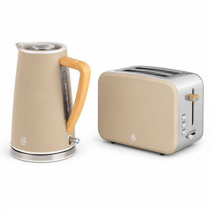 Swan Swan Nordic Kettle & 2 Slice Toaster Kitchen Set (Oatmeal)