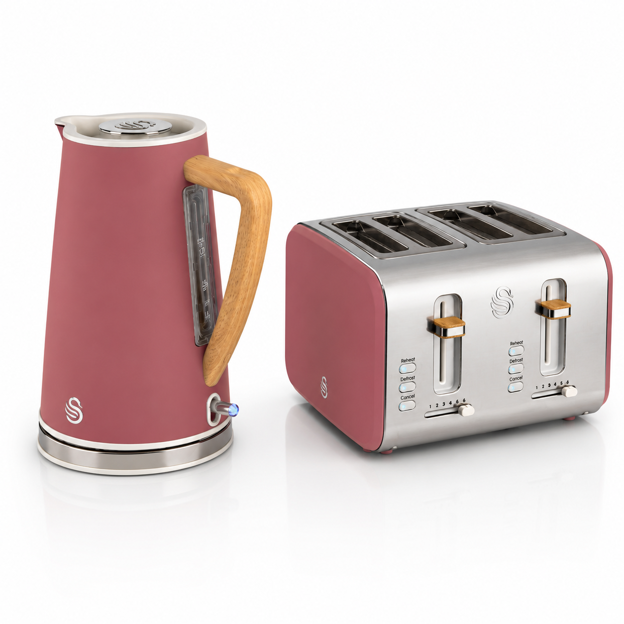 Swan Swan Nordic Kettle & 4 Slice Toaster Kitchen Set (Fuchsia Rose)