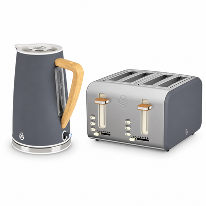 Swan Swan Nordic Kettle & 4 Slice Toaster Kitchen Set (Grey)