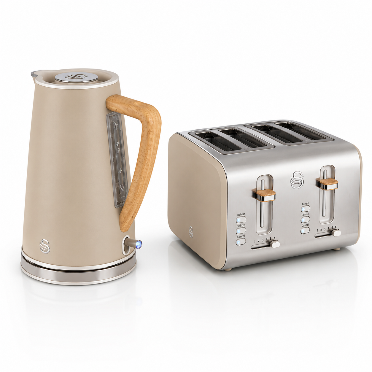 Swan Swan Nordic Kettle & 4 Slice Toaster Kitchen Set (Oatmeal)