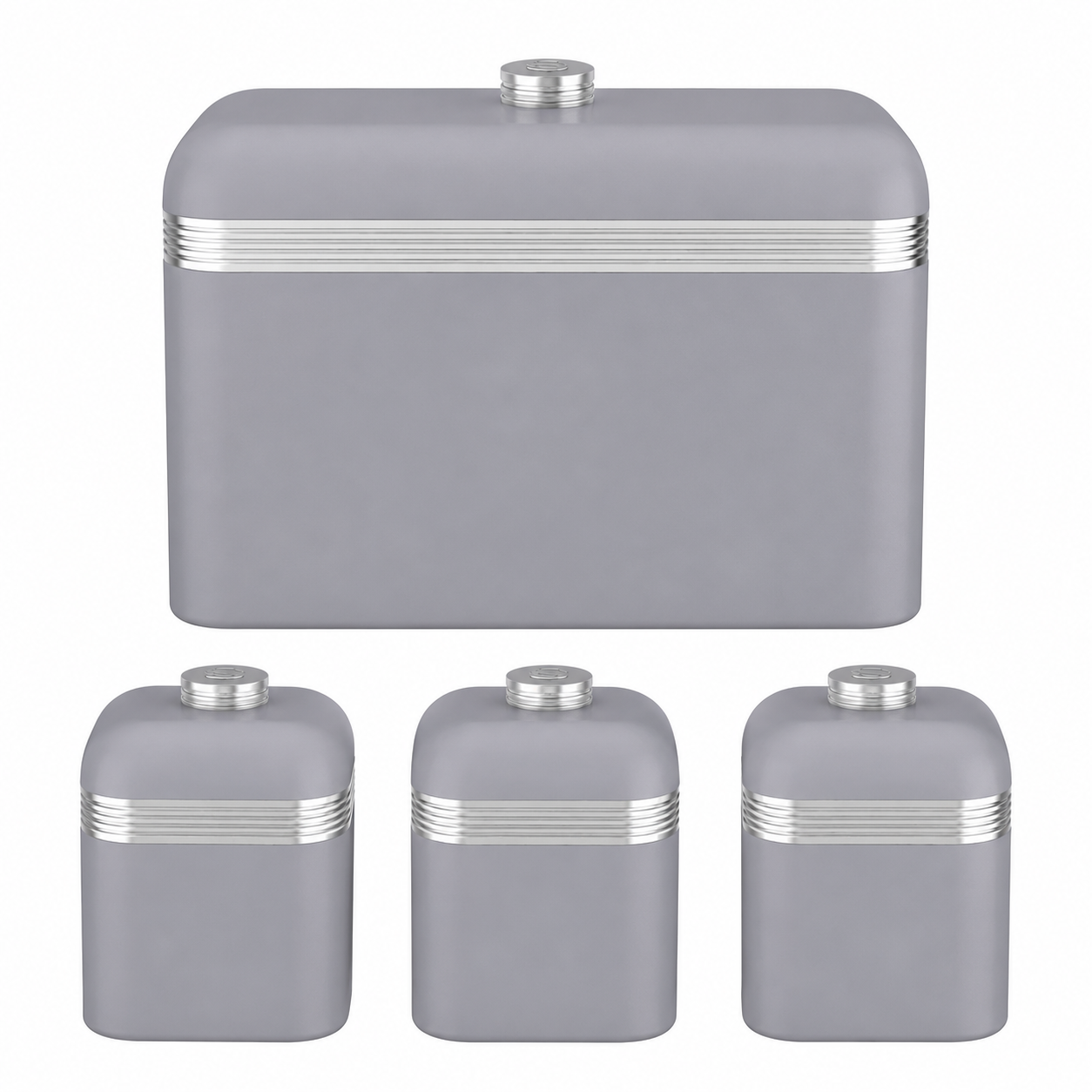 Swan Retro Bread Bin & Canisters Kitchen Storage Set (Grey) Bread Bin & Canister Sets