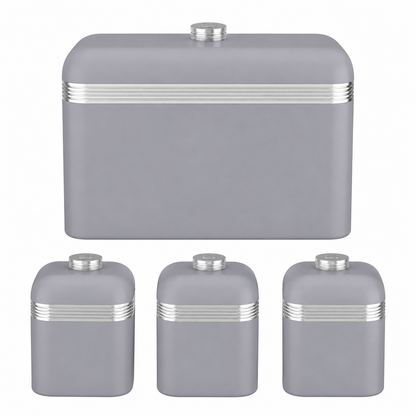 Swan Retro Bread Bin & Canisters Kitchen Storage Set (Grey) Bread Bin & Canister Sets