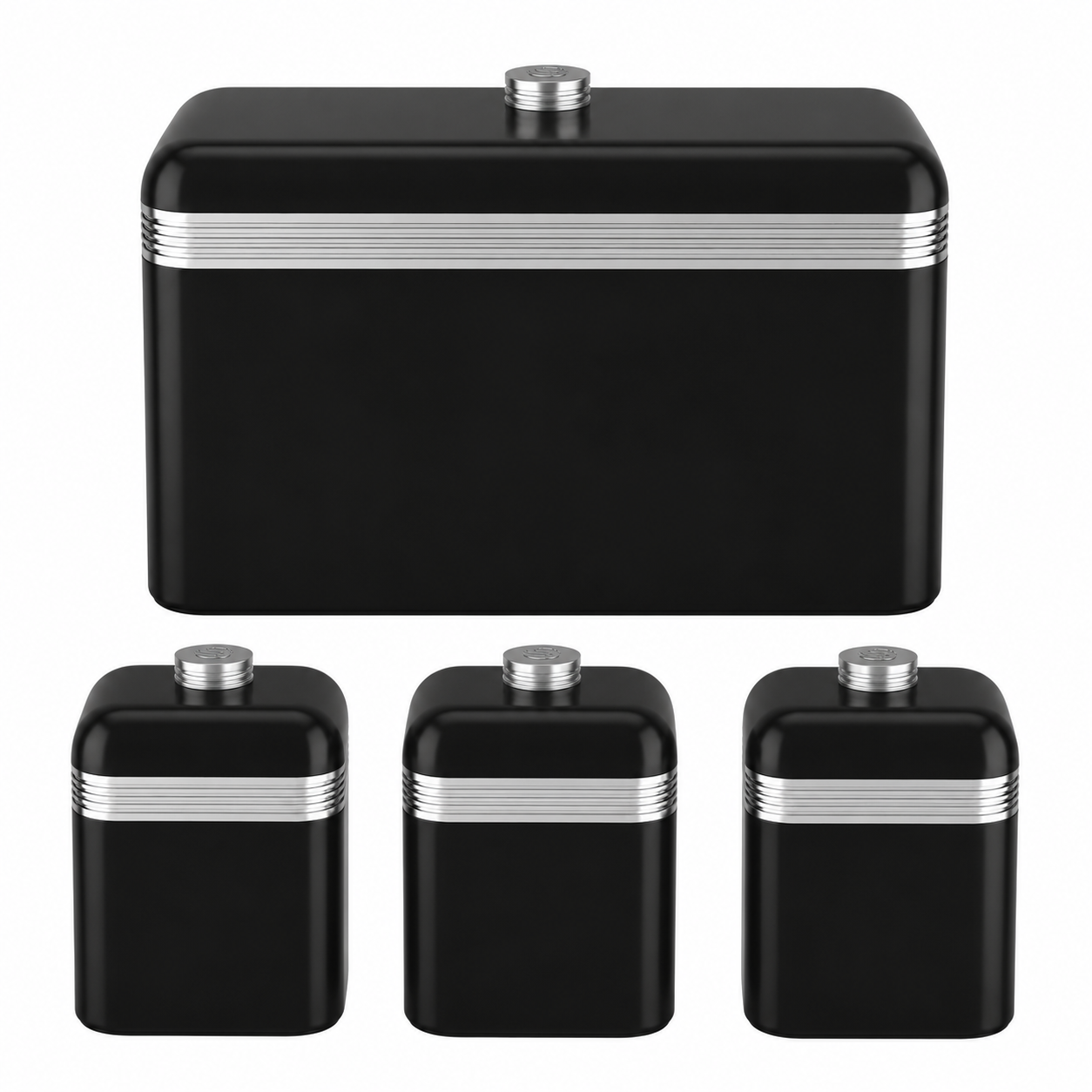 Swan Retro Bread Bin & Canisters Kitchen Storage Set (Black) Bread Bin & Canister Sets