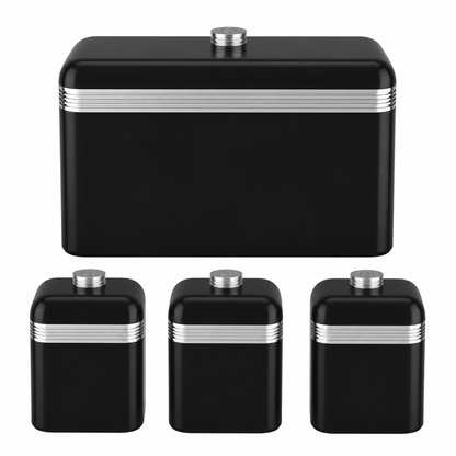 Swan Retro Bread Bin & Canisters Kitchen Storage Set (Black) Bread Bin & Canister Sets