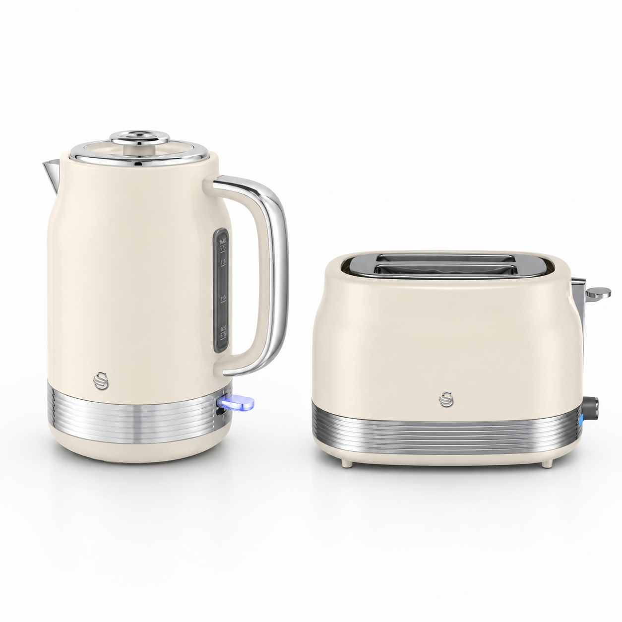 Swan Swan Retro Jug Kettle & 2 Slice Toaster Kitchen Set (Chantilly Cream)