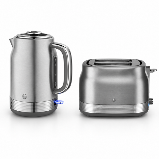 Swan Swan Retro Jug Kettle & 2 Slice Toaster Kitchen Set Silver (Stainless Steel)