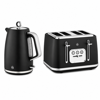 Swan Swan Serenity Kettle & 4 Slice Toaster Kitchen Set (Black)