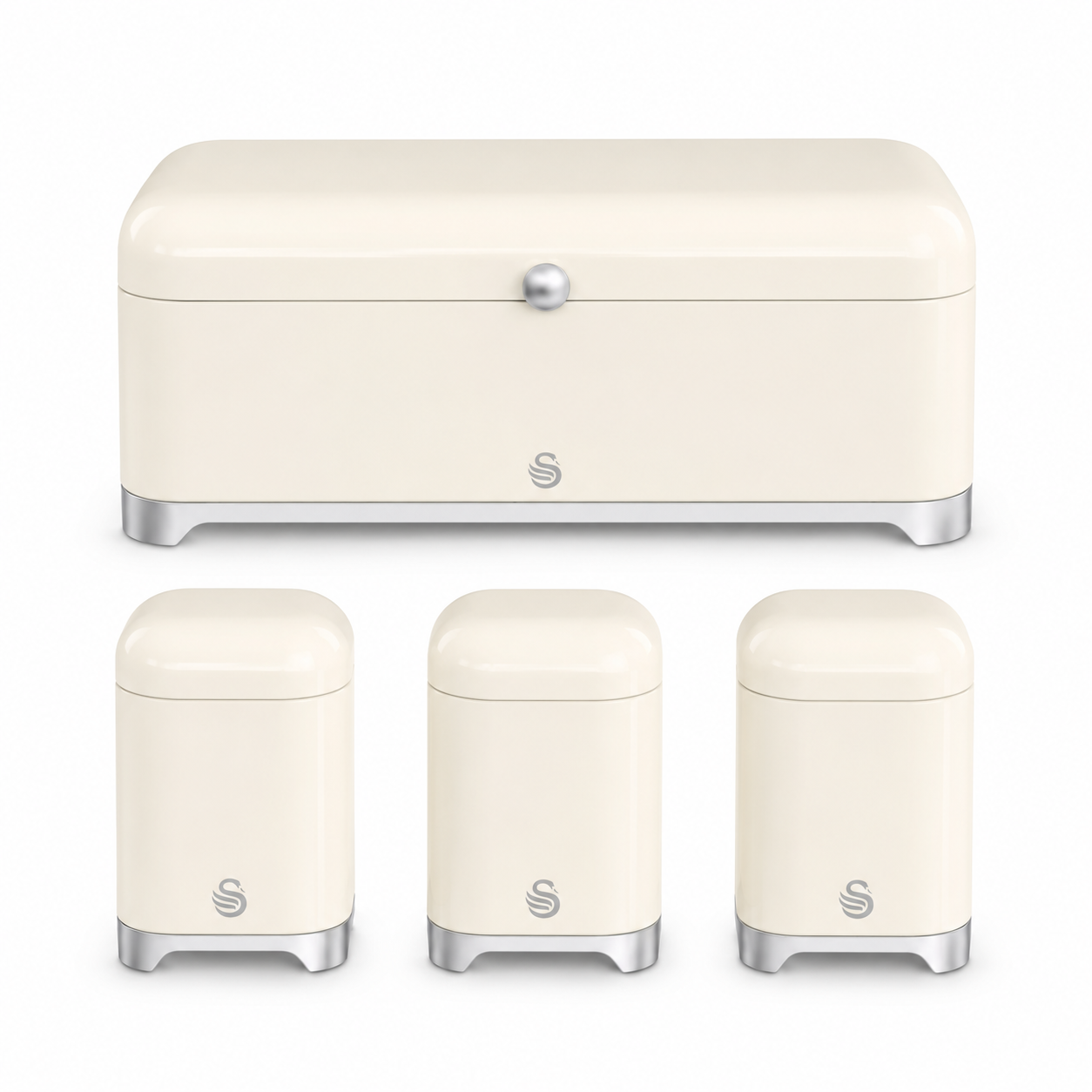 Swan Solace Bread Bin & Canisters Storage Set (Cream) Bread Bin & Canister Sets