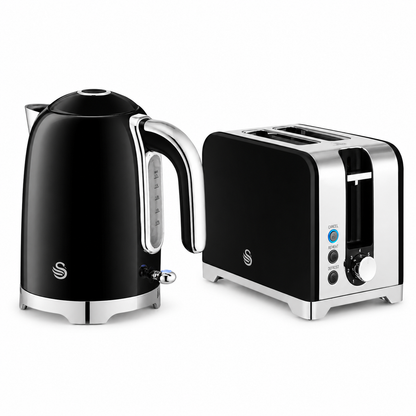Swan Swan Solace Jug Kettle & 2 Slice Toaster Kitchen Set (Black)