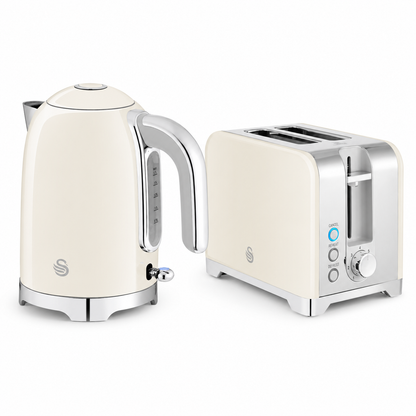 Swan Swan Solace Jug Kettle & 2 Slice Toaster Kitchen Set (Cream)