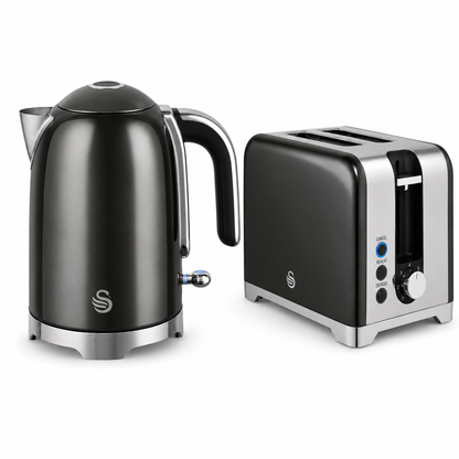 Swan Swan Solace Jug Kettle & 2 Slice Toaster Kitchen Set (Graphite)