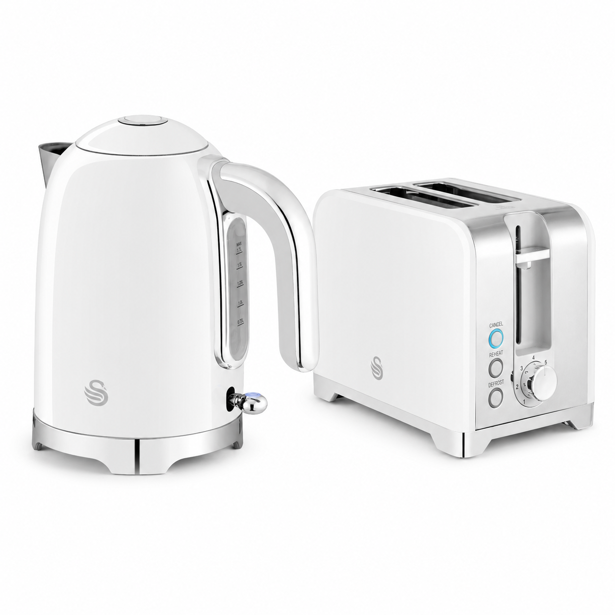 Swan Swan Solace Jug Kettle & 2 Slice Toaster Kitchen Set (White)