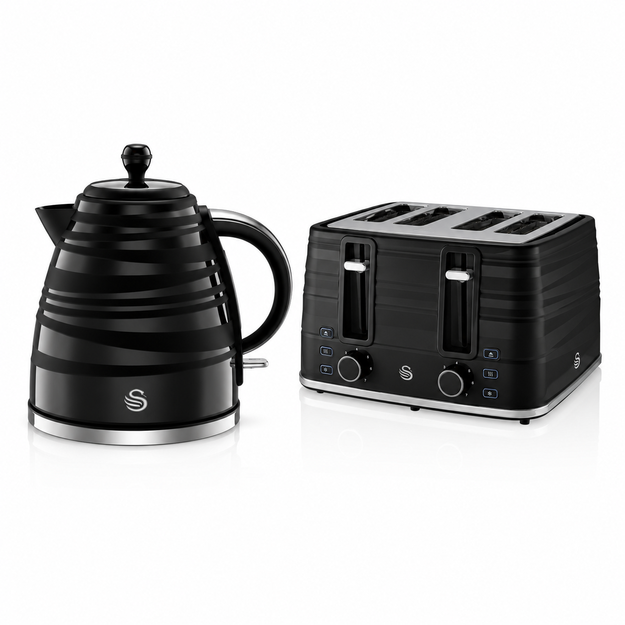 Swan Swan Symphony Kettle & 4 Slice Toaster Kitchen Set (Black)
