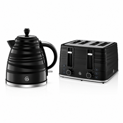 Swan Swan Symphony Kettle & 4 Slice Toaster Kitchen Set (Black)