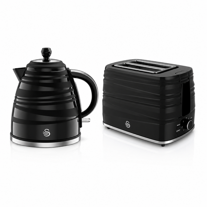 Swan Swan Symphony Kettle & 2 Slice Toaster Kitchen Set (Black)