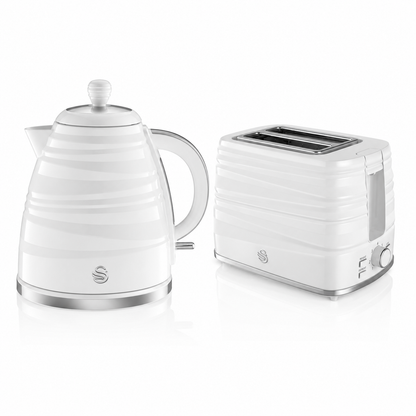 Swan Swan Symphony Kettle & 2 Slice Toaster Kitchen Set (White)
