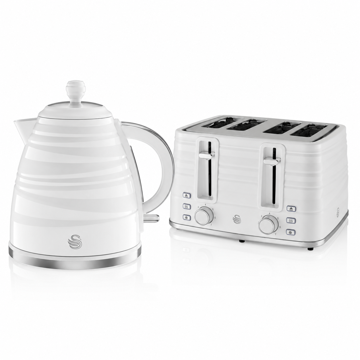 Swan Swan Symphony Kettle & 4 Slice Toaster Kitchen Set (White)