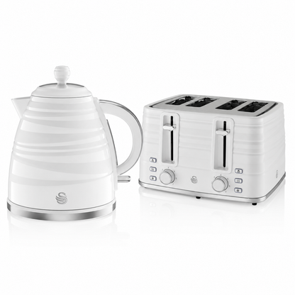 Swan Swan Symphony Kettle & 4 Slice Toaster Kitchen Set (White)