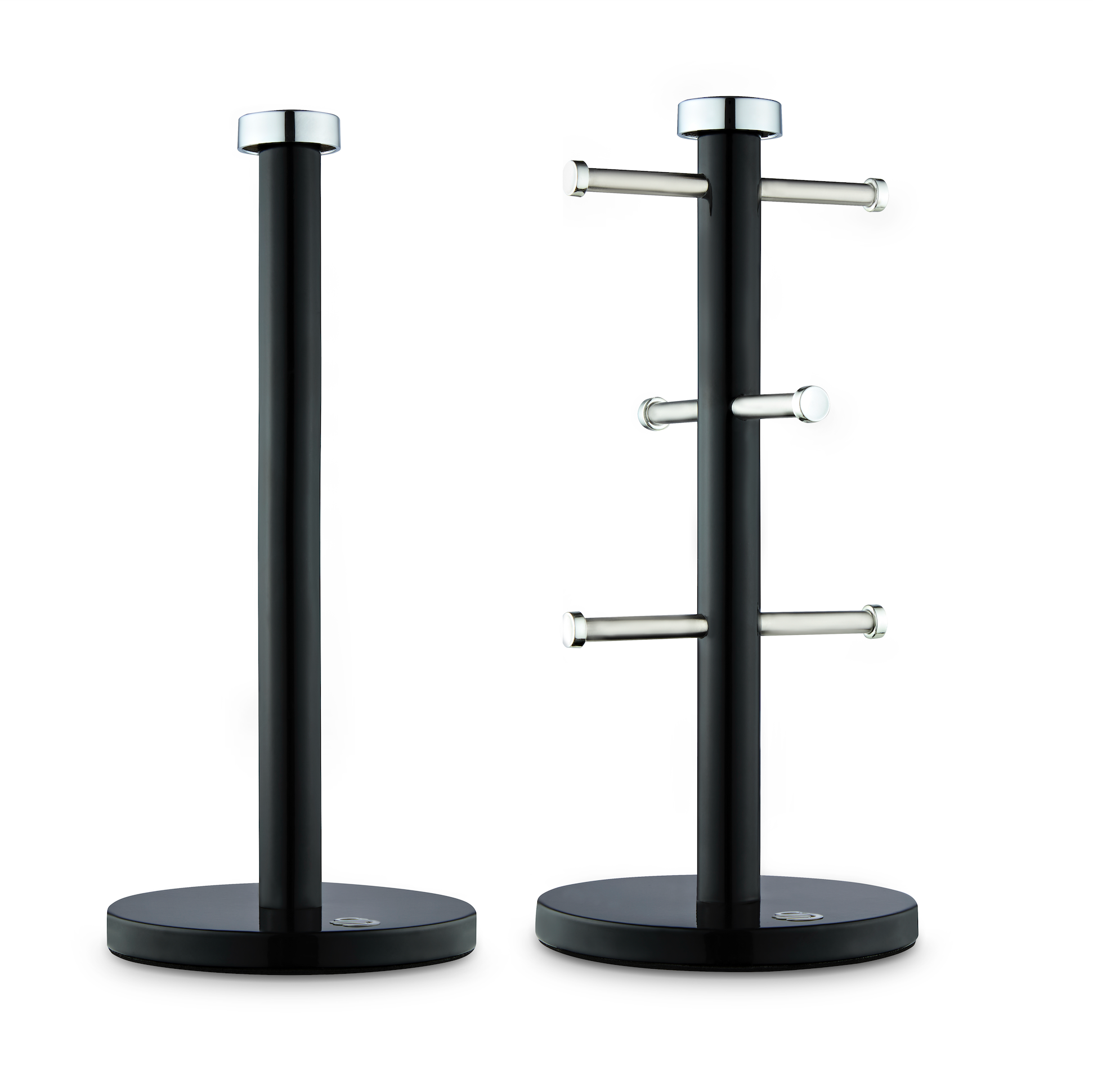 Swan Townhouse Towel Pole & Mug Tree Kitchen Set SWKA18531BLK (Black) - Vibe Home