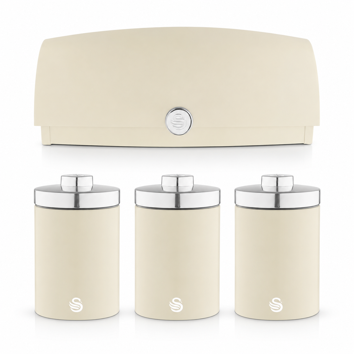 Swan Swan Townhouse Bread Bin & Canisters Kitchen Storage Set (Cream)