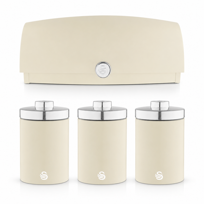 Swan Swan Townhouse Bread Bin & Canisters Kitchen Storage Set (Cream)