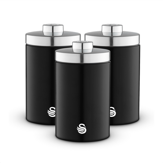 Swan Townhouse Canisters Kitchen Set SWKA18530BLK (Black)