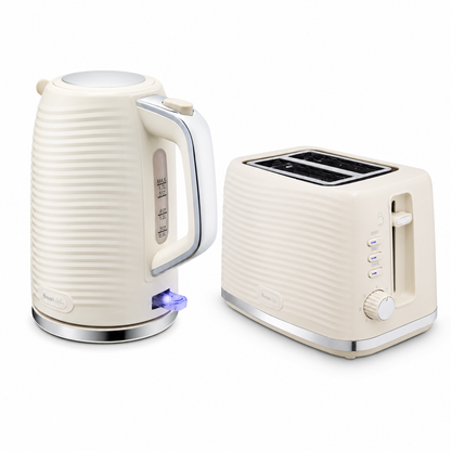 Swan Swan Wave Kettle & 2 Slice Toaster Kitchen Set (Cream)