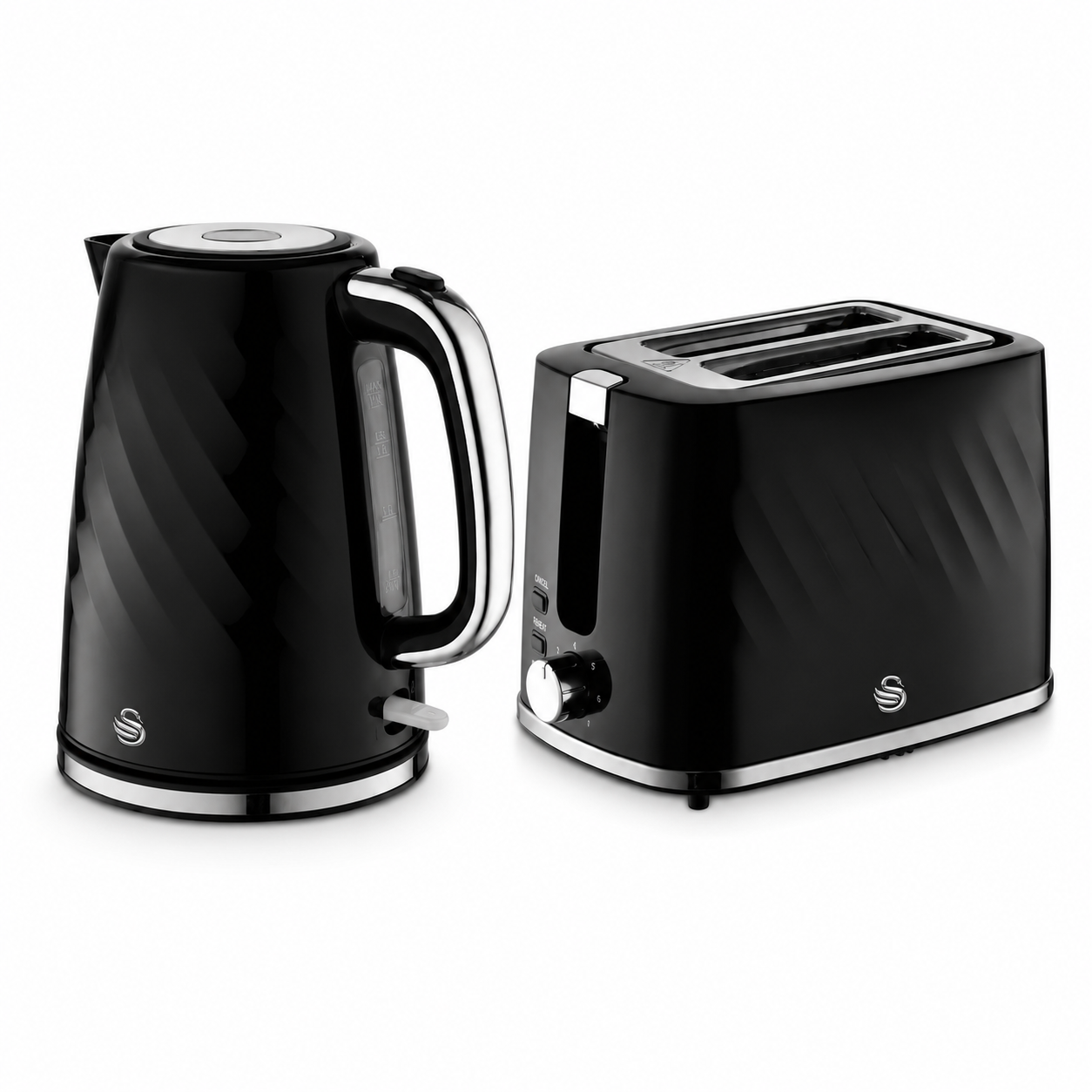 Swan Swan Windsor Kettle & 2 Slice Toaster Kitchen Set (Black)