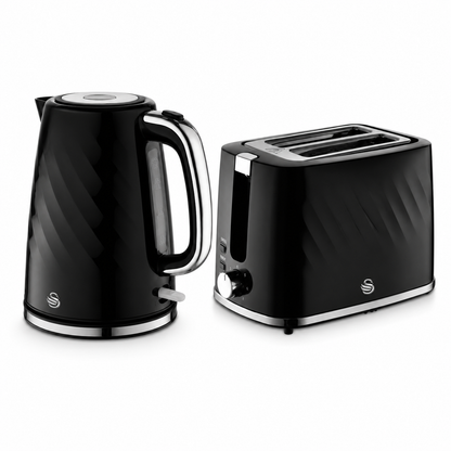 Swan Swan Windsor Kettle & 2 Slice Toaster Kitchen Set (Black)