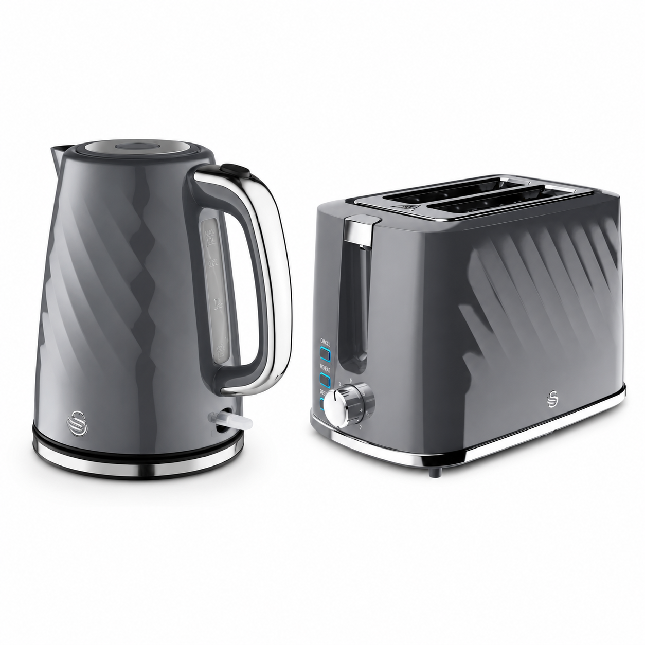 Swan Swan Windsor Kettle & 2 Slice Toaster Kitchen Set (Grey)