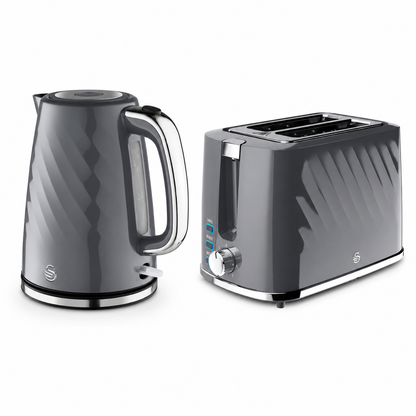Swan Swan Windsor Kettle & 2 Slice Toaster Kitchen Set (Grey)