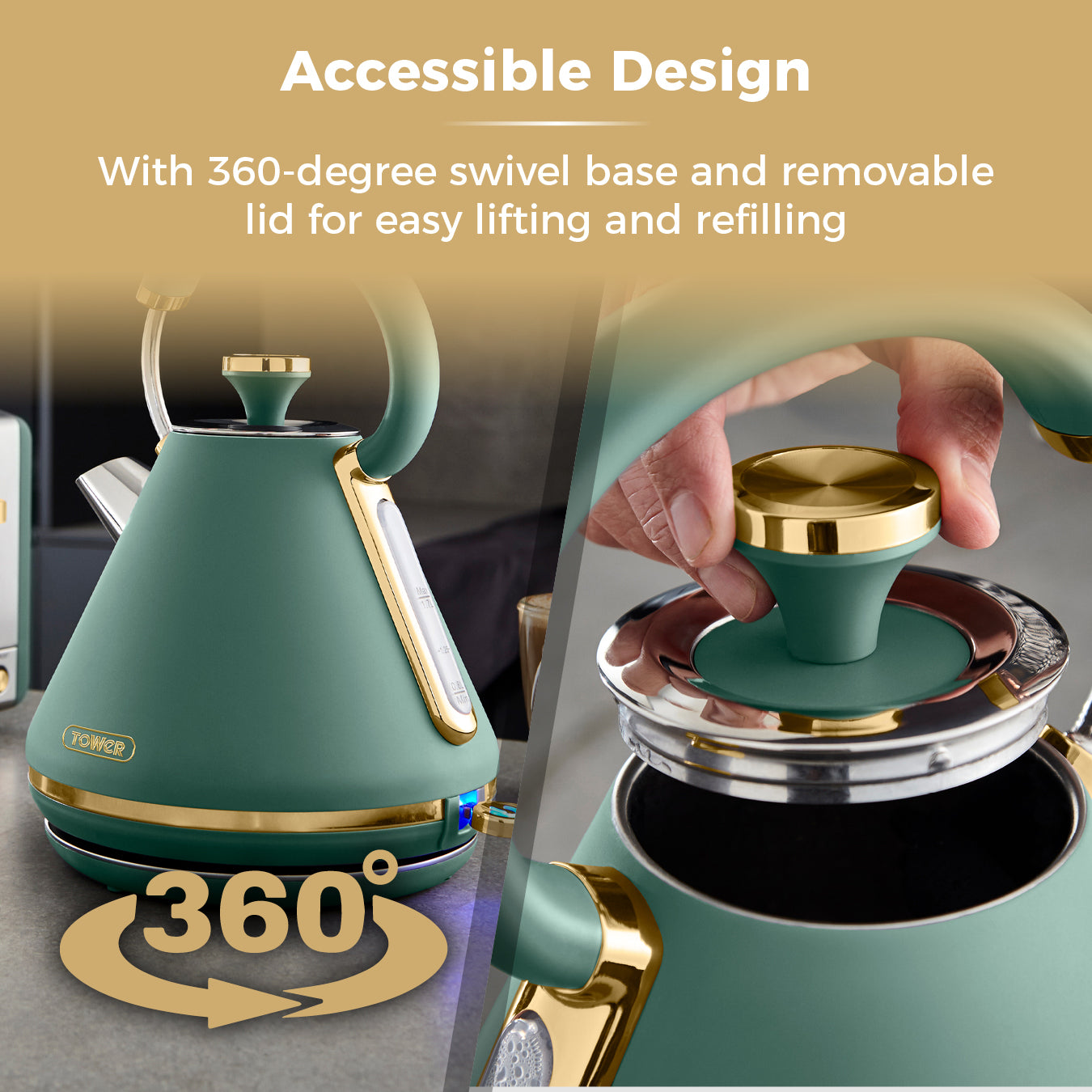 Tower Cavaletto Pyramid Kettle T10044JDE (Jade Green)