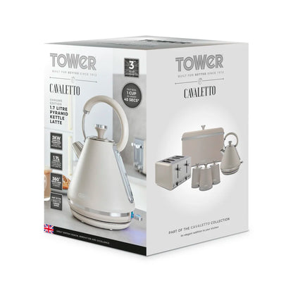 Tower Cavaletto Kettle & 4 Slice Toaster Kitchen Set - (Latte)