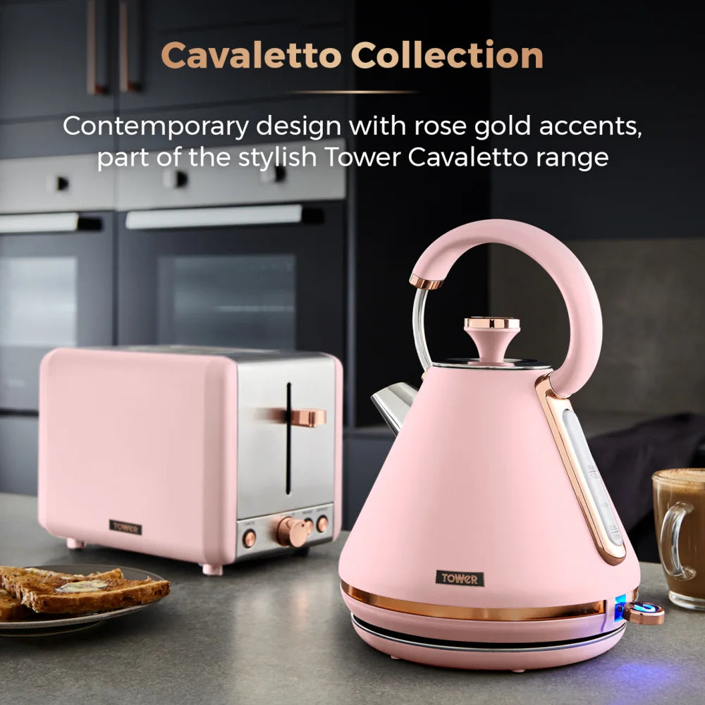 Tower Cavaletto Kettle & 2 Slice Toaster Kitchen Set (Marshmallow Pink)