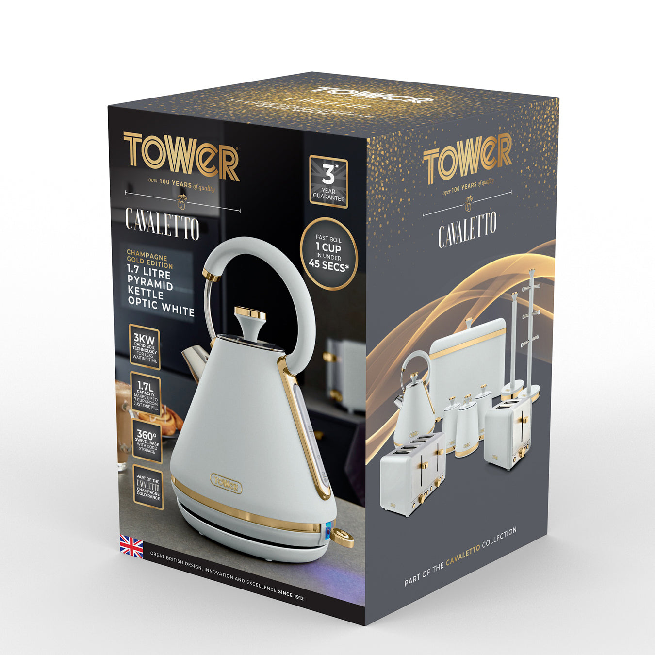 Tower Cavaletto Pyramid Kettle Fast Boil T10044WHT (Optic White)