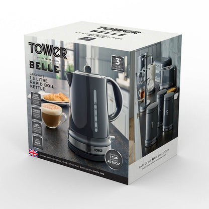 Tower Belle Kettle & 2 Slice Toaster Metal (Graphite Grey)