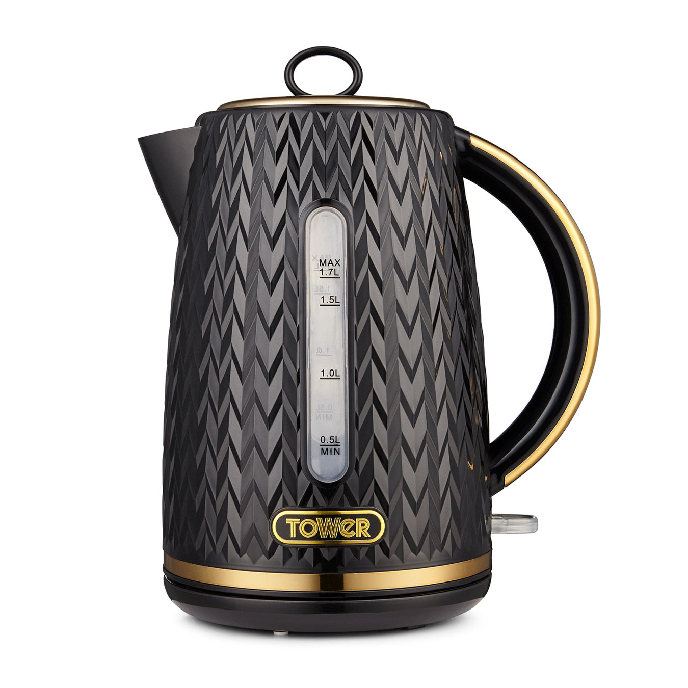 Tower Empire 1.7L Kettle Brass Accents T10052BLK (Black)