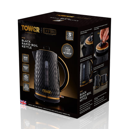 Tower Empire 1.7L Kettle Brass Accents T10052BLK (Black)