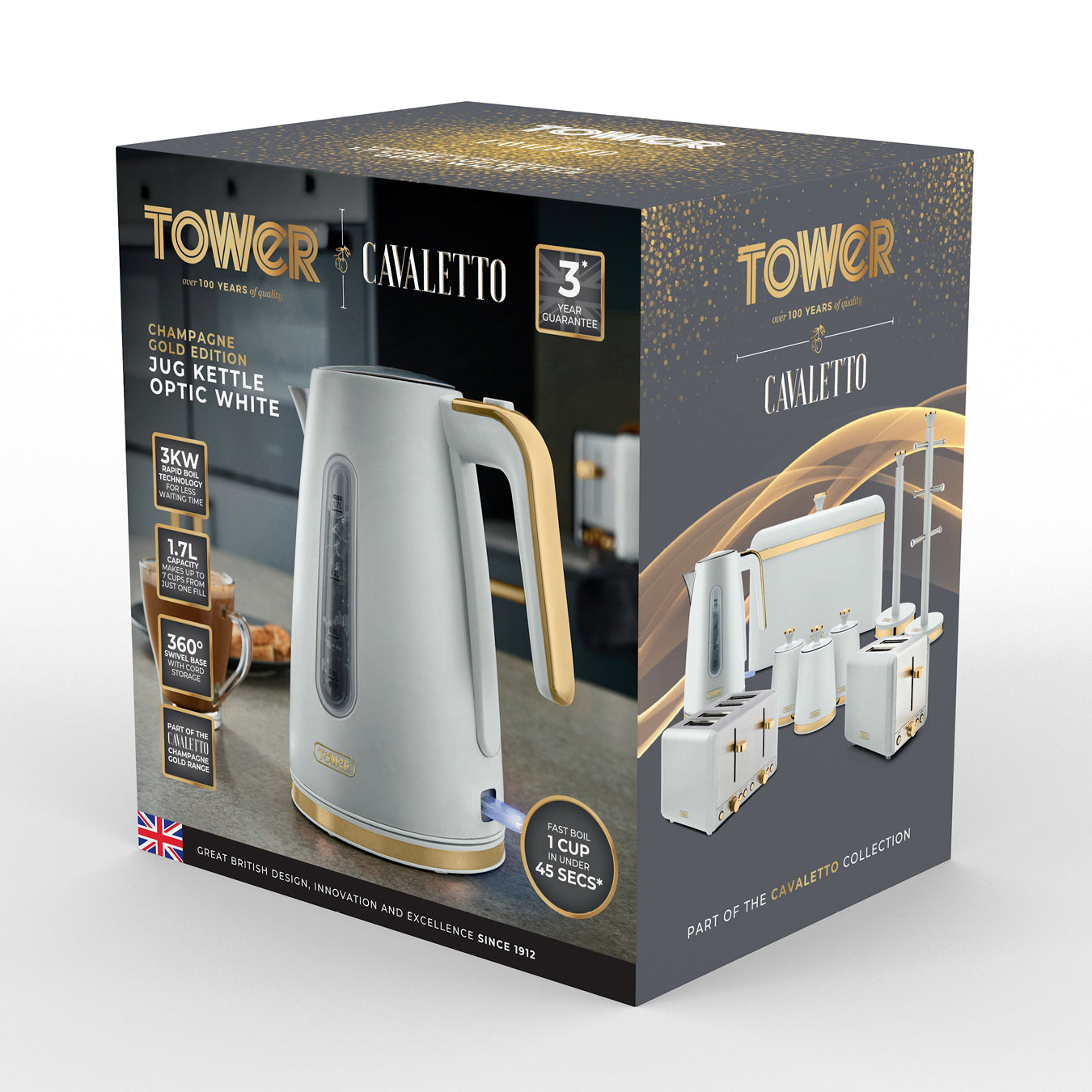 Tower Cavaletto Jug Kettle T10066WHT (White & Champagne Accents)