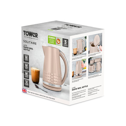 Tower Solitaire Kettle & 2 Slice Toaster Kitchen Set (Latte)