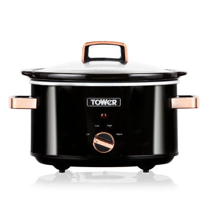 Tower 3.5L Slow Cooker T16018RG 210W Black/Rose Gold)