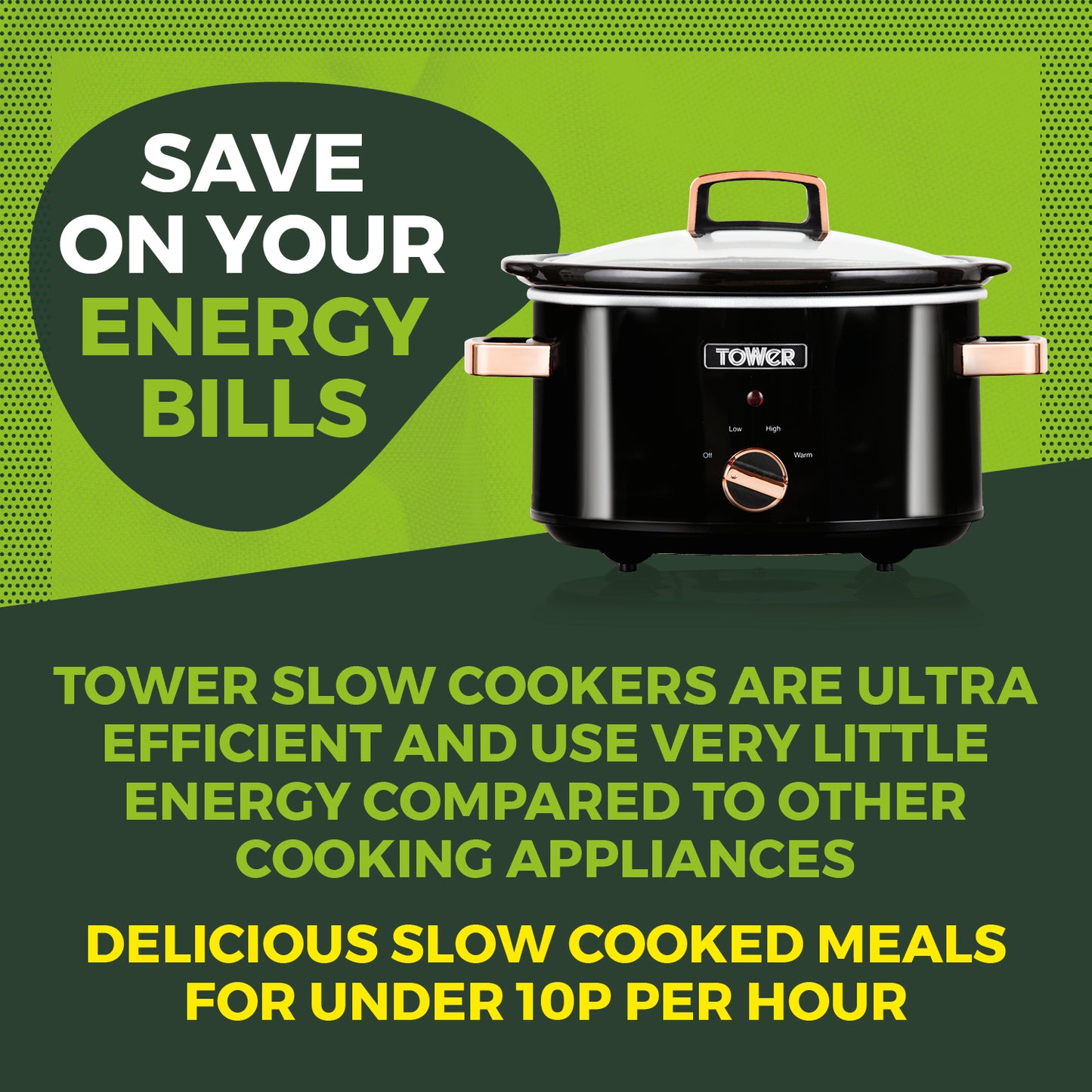 Tower 3.5L Slow Cooker T16018RG 210W Black/Rose Gold)