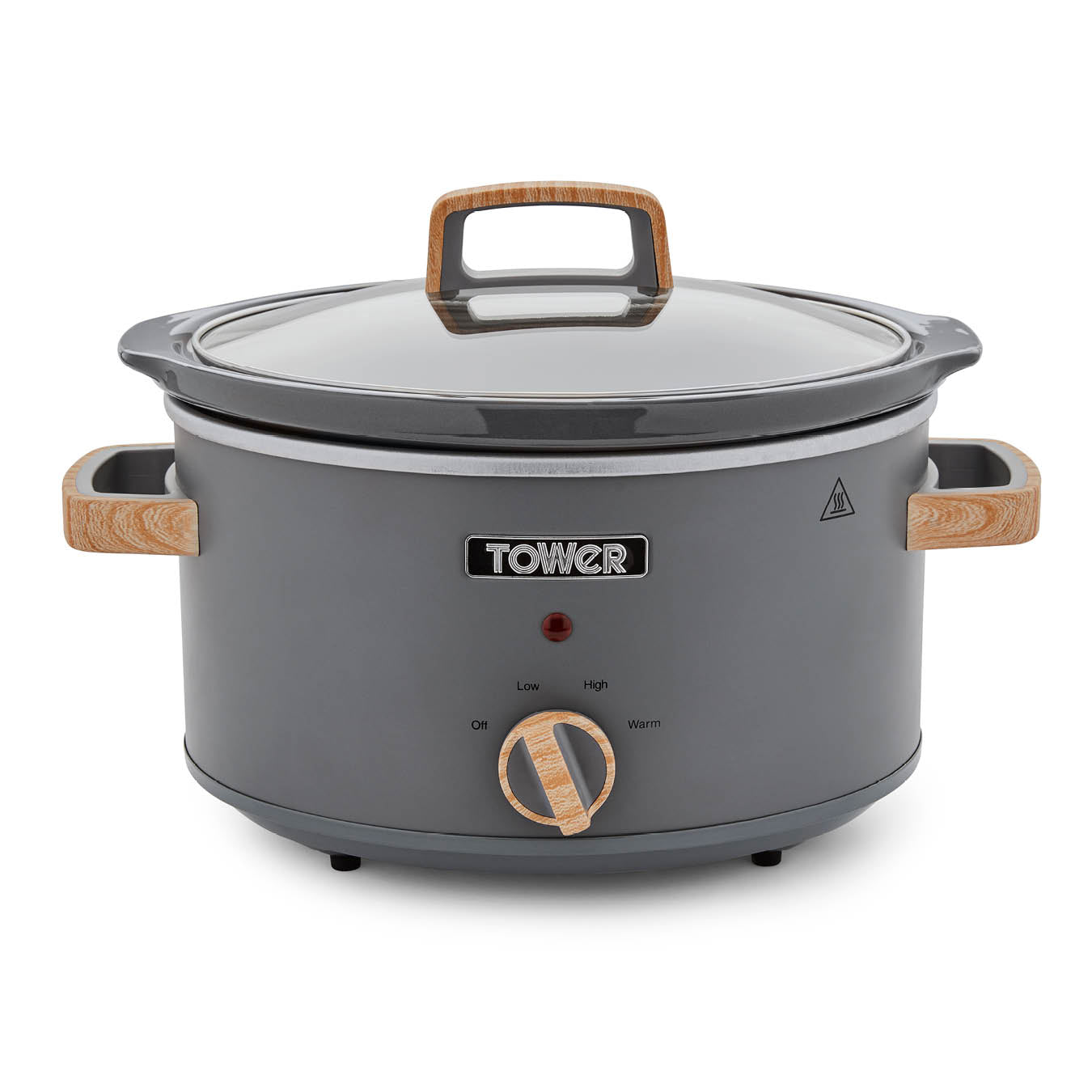 Tower Scandi Slow Cooker 3.5L T16034GRY (Grey/Wood Accents)