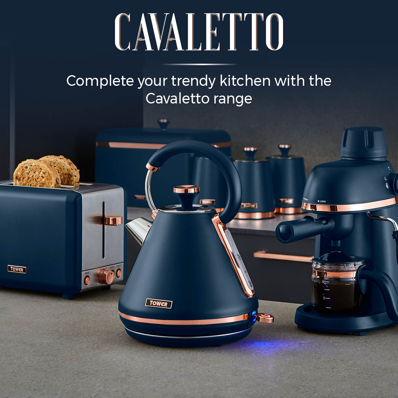 Tower Cavaletto 3.5 Litre Slow Cooker with Modern Stylish Accents T16042MNB (Midnight Blue)